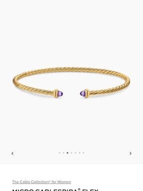 David Yurman Gold Cable Cuff with Purple Gemstone Tips